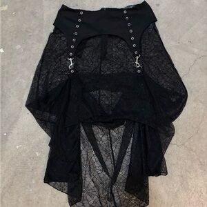 Widow Goth Black Lace Skirt